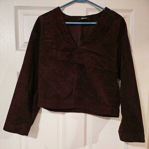 Madewell eggplant corduroy crop top
